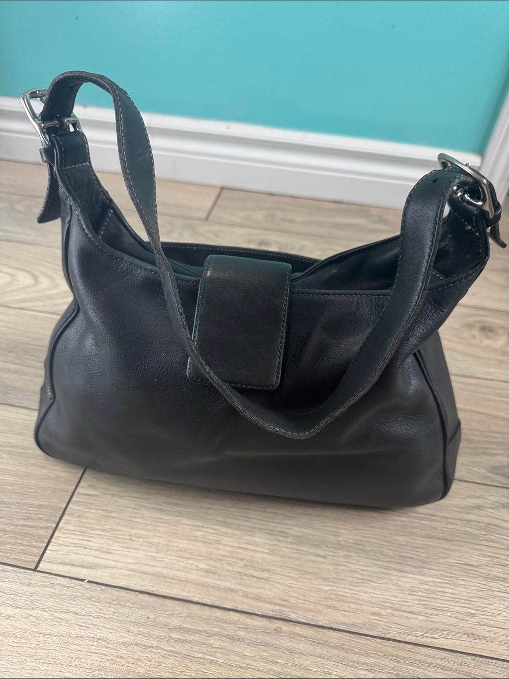 Vintage Coach Hampton Black Leather Hobo Shoulder Bag